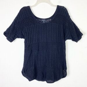 Torrid Black Open Knit Scoop Neck Short Sleeve Sweater Top Size 0X